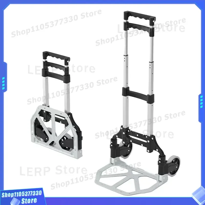 Stainless Steel Folding Hand Trolley Industrial Truck Small Trailer Luggage Cart Shopping Trolley Heavy Duty Warehouse Dolly