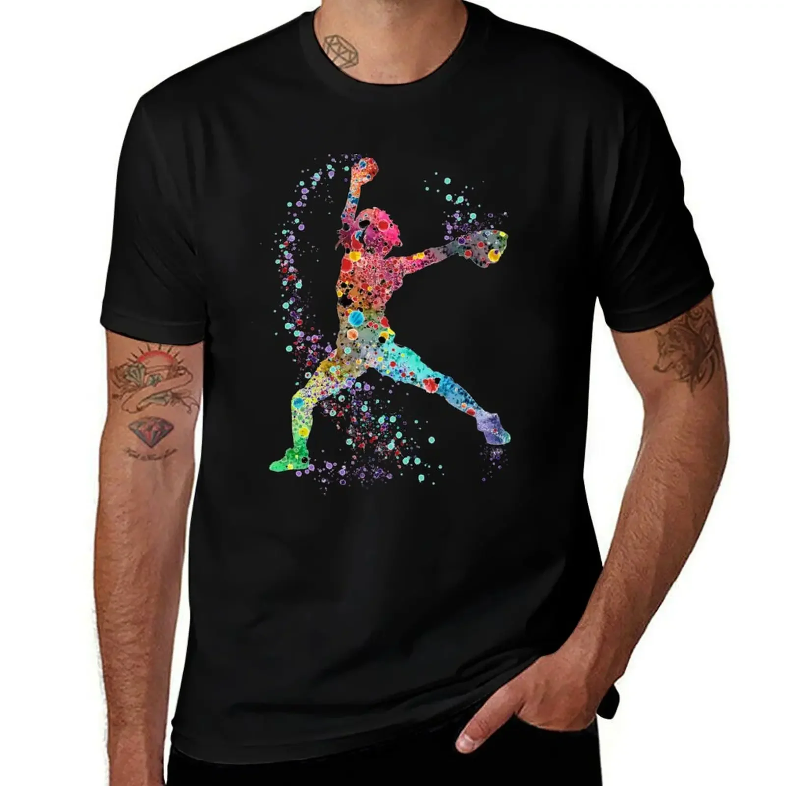 Girl Baseball Softball Pitcher Watercolor Painting Art Print T-Shirt graphic shirts graphics plain anime figures men tshirt