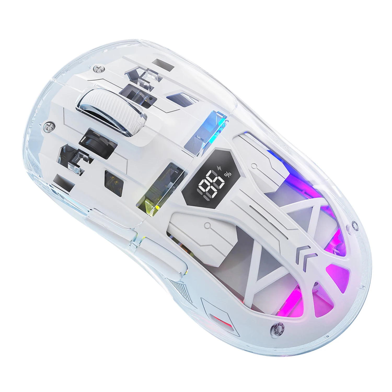Luxmoc A2 Mouse Bluetooth Sem Fio 2.4G Mouse Dual-Mode RGB Transparente Display Digital Gaming Esports Mouse de Escritório