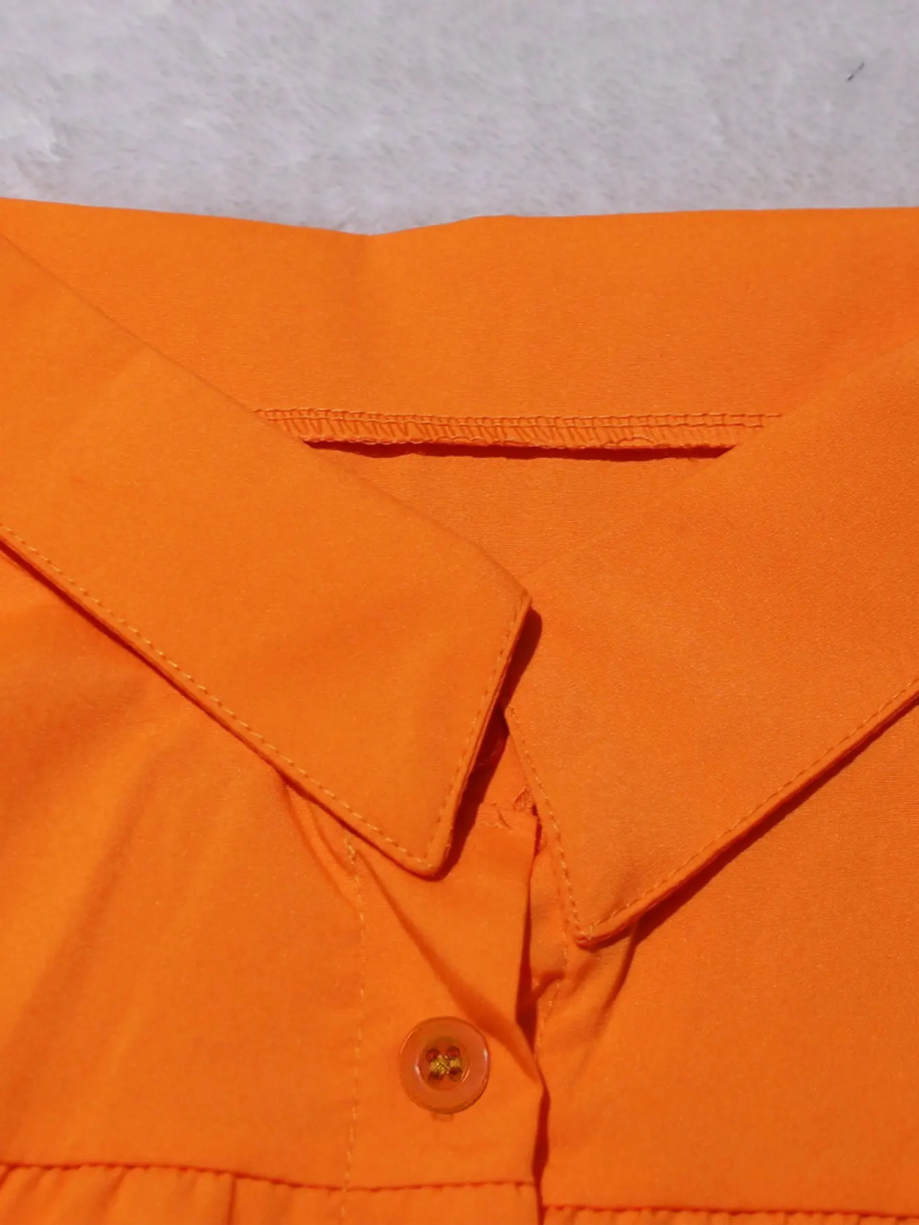 Vestido polo laranja de manga curta, vestido casual versátil de verão