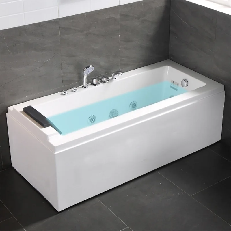 

Acrylic bathtub single adult household small apartment bathroom square tank surfing massage constant temperature insulation bath