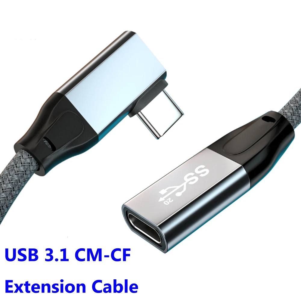 SHIWANA USB3.1 Gen2 10Gbps USB C Cable Type C OTG Fast Charge Male to Female Extension Cable Elbow PD100W Data Cable for Laptop