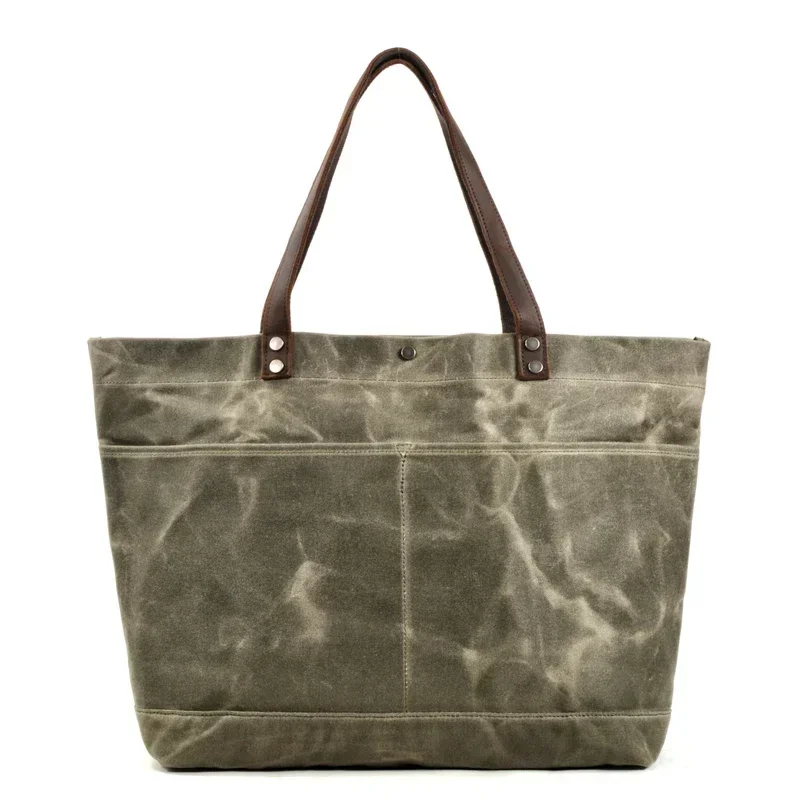 Retro Canvas Leather Tote Bag, Spacious Top-Handle Shoulder Bag for Work, Shopping & Casual Outings Women's Shoulder Bag