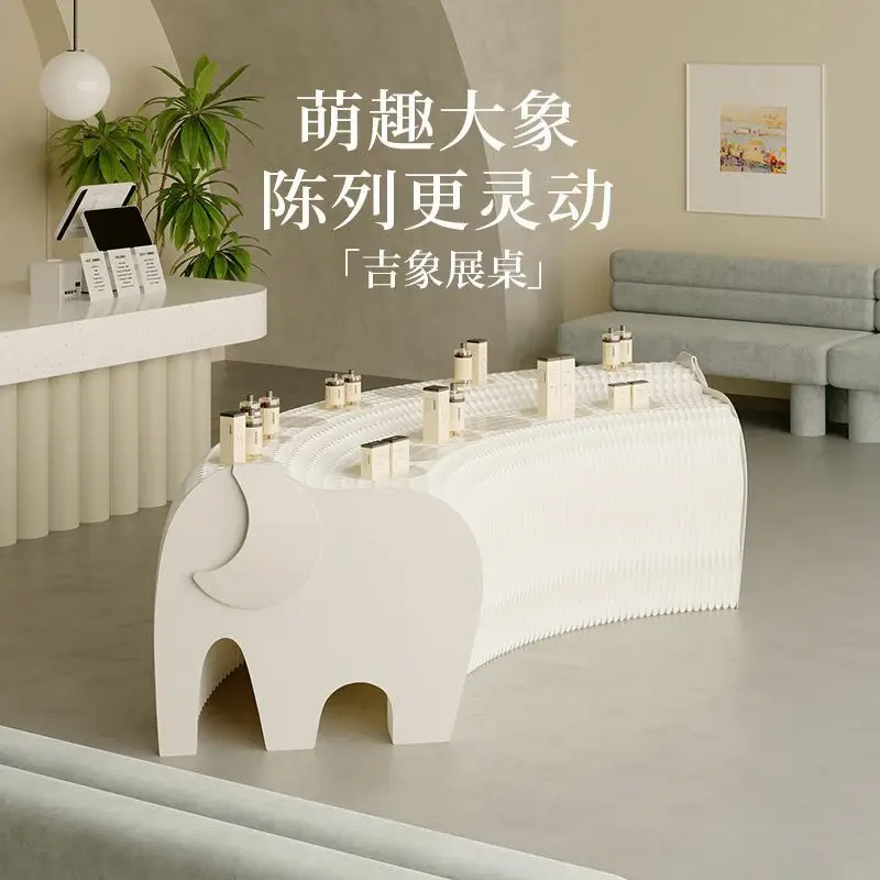 Folding Display Stand Space Saving Double Layer Exhibition Rack for Trade Show Beauty Salon Supermarket Product Display