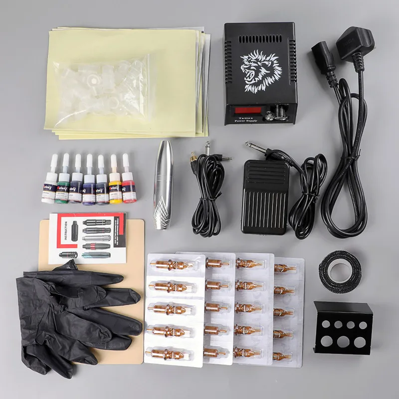 Professional Motor Tattoo Rotary Pen Kit Tattoo Machine Set with RCA Cord Mini Power Supply Ink Set Tattoo Body Art For Beginner