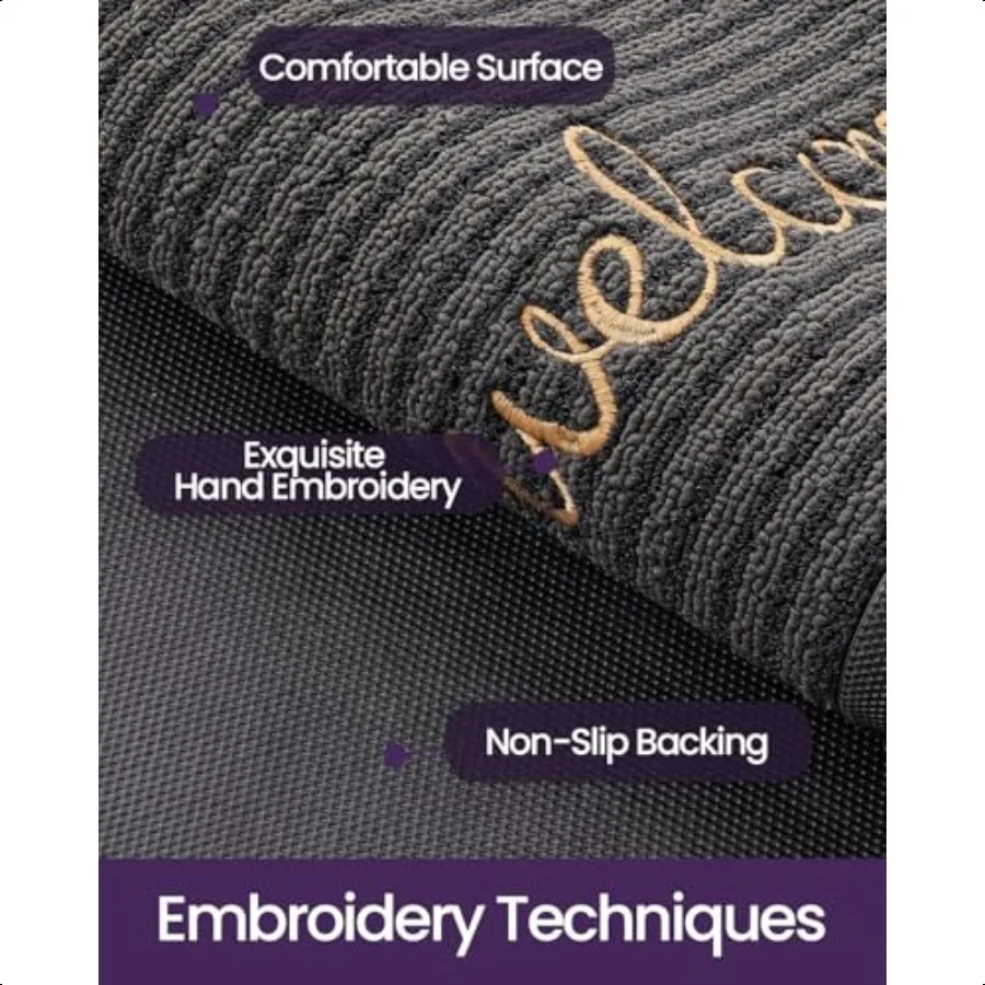 Front Door Mat Outside Entrance 2x3 ft Rubber Entry Doormat Heavy Duty Non Slip Welcome Mats for Inside House Floor Entryway Ex