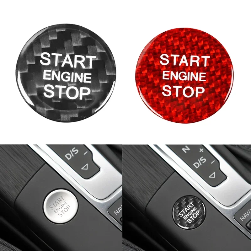Car Engine Start Stop Switch Button Cover For Audi A3 A4 A5 A6 C5 C6 Q5 Q7 S3 S6 S7 Real Carbon Fiber Decoration
