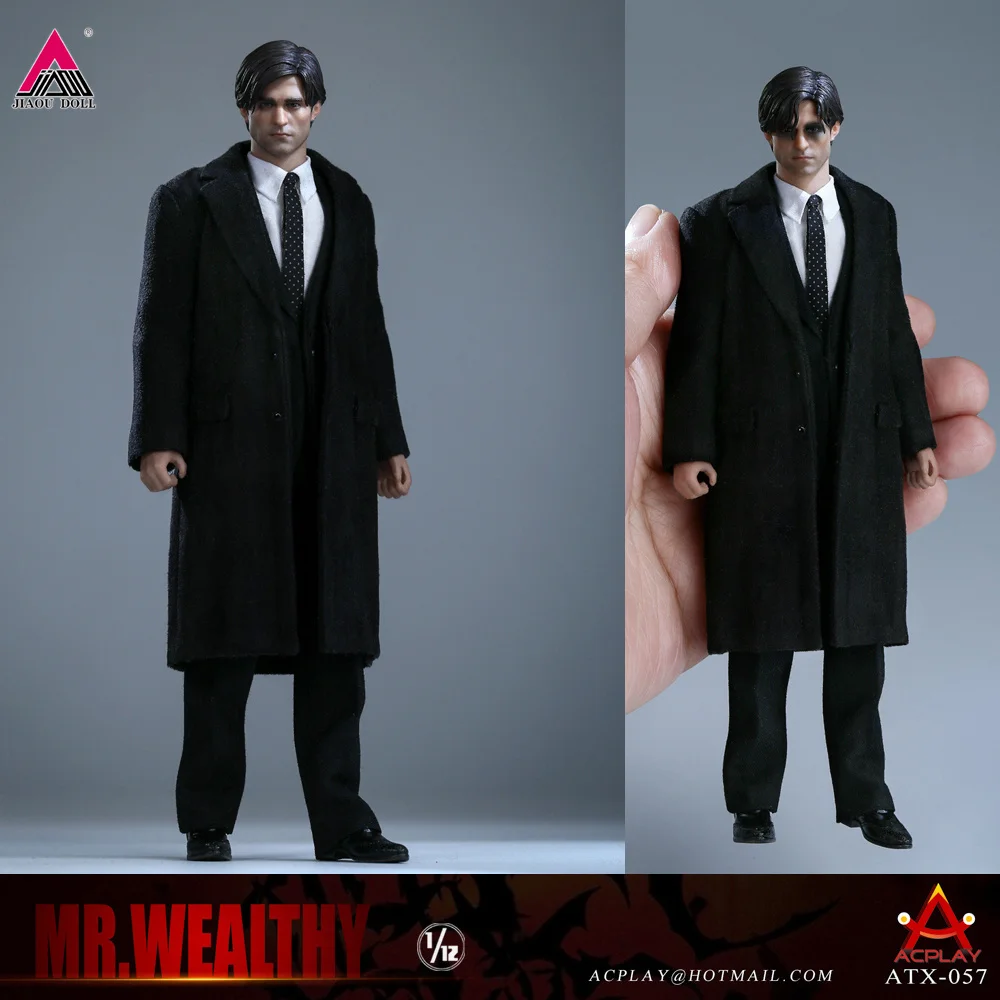 

ACPLAY ATX-057 1/12 Mr Wealthy Bruce Robert Pattinson Double Head Sculpts Figure Model 6'' Male Action Doll Full Set Toy