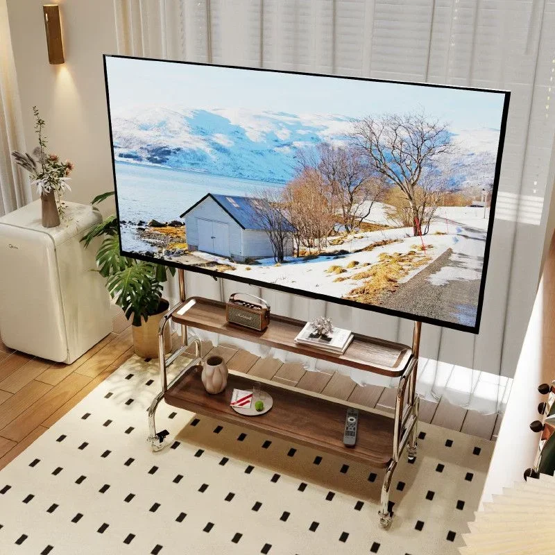 Mobile TV bracket Floor-to-ceiling art stand Vertical modern wheeled cart Universal TV No punching hanger Living Room Furniture