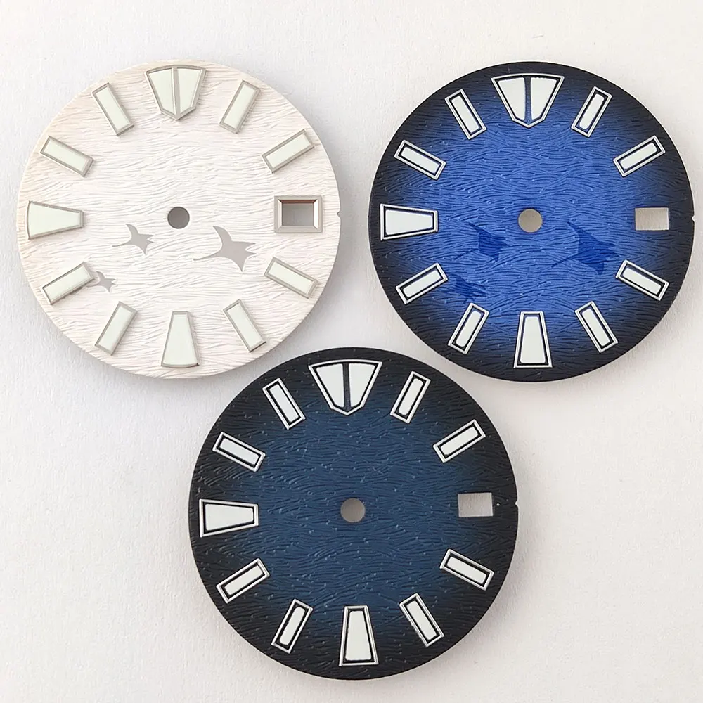 28.5mm dial NH35 dial custom logo white black blue dial green lumens suitable for NH35movement watch modificationdial watch dial