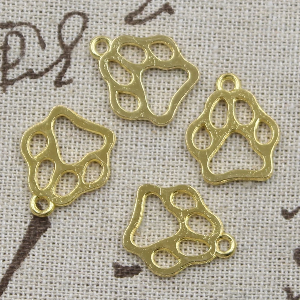 30pcs Charms Dog Bear Paw 19x17mm Antique Bronze Silver Color Pendants Making DIY Handmade Tibetan Bronze Silver Color Jewelry