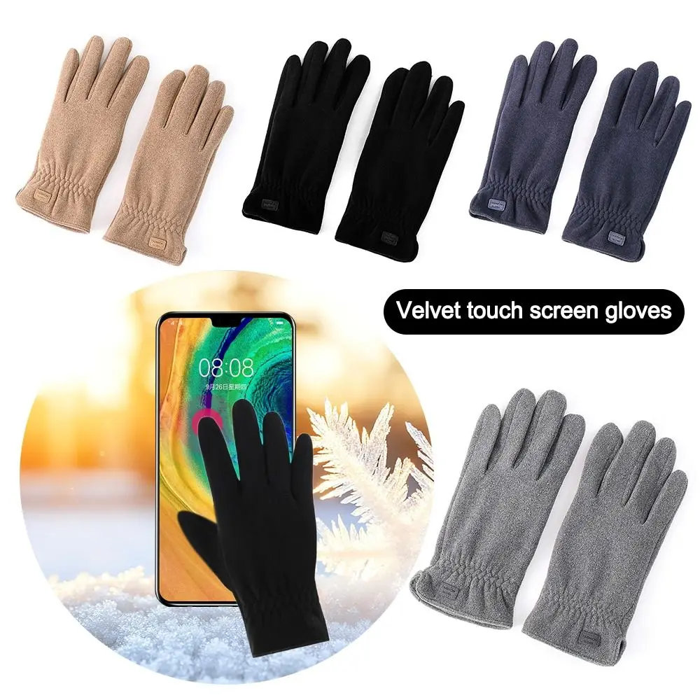 Cold Proof Autumn Winter Gloves Thickened Windproof Touch Screen Gloves Thermal Thick Snow Gloves Full Finger Gloves Work Office