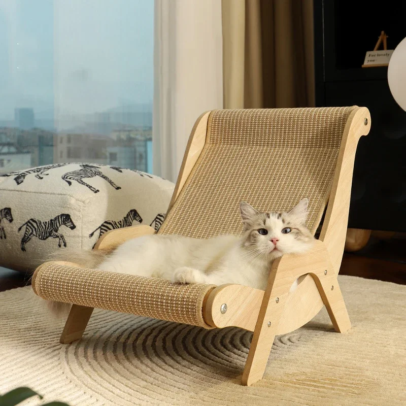 Pet Hammock Sofa Cat Recliner Scratching Board Scratch-Resistant Cat Nest Wooden Sisal Grinding Claw Grasping Pad