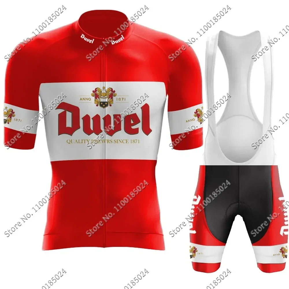 Red Yellow Duvel Team 2024 Cycling Jersey Set Retro Beer Clothing Belgium Road Bike Suit Bib Shorts Maillot MTB Fietskleding