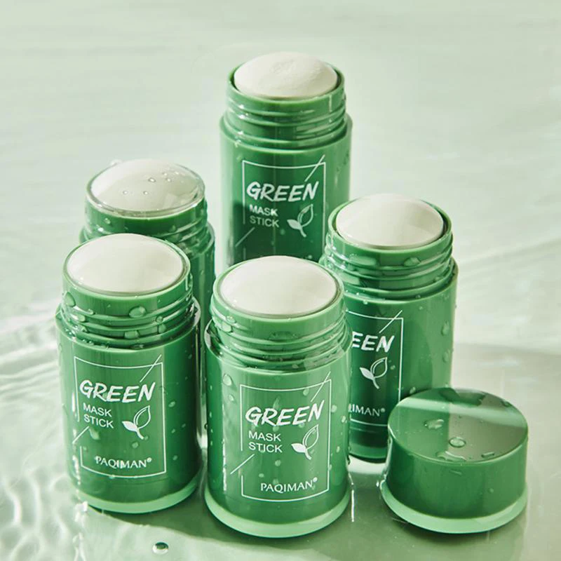 Vara de máscara de chá verde para cravos, limpeza profunda acne, argila purificante, controle de óleo, hidratação sólida, cuidados com a pele