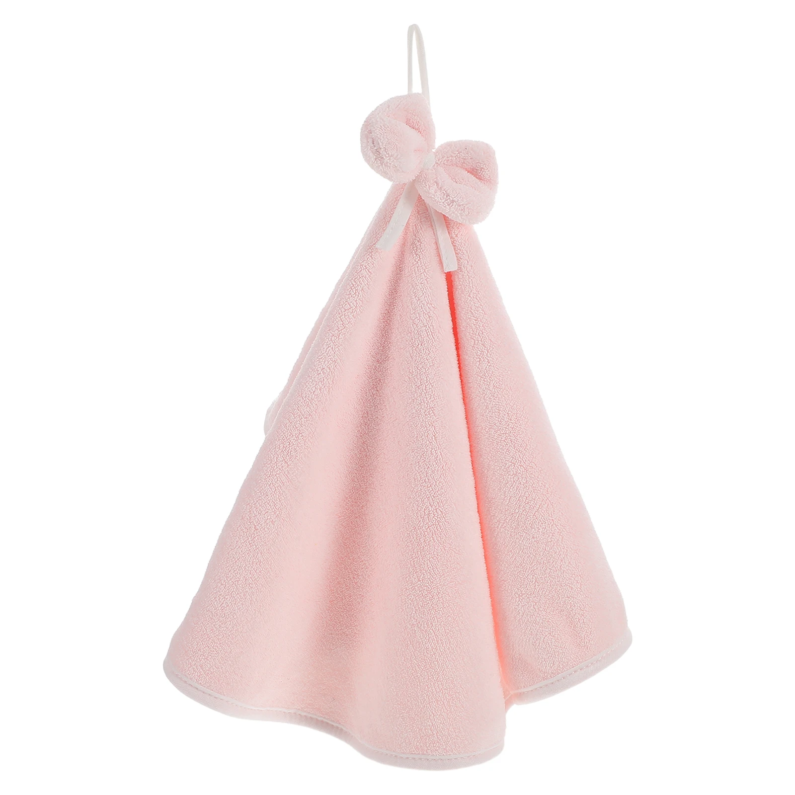 

Lintfree Absorbent Hand Towels Kitchen Bath Quick Drying Coral Fleece Hanging Bowknot No Shedding Soft Cleaning Cloth