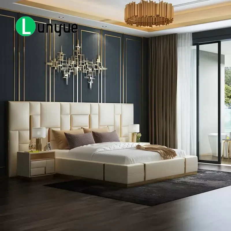 White Modern Queen Size Bedroom Sets Home Furniture Luxury Royal Mirrored king Bedroom Set Furniture