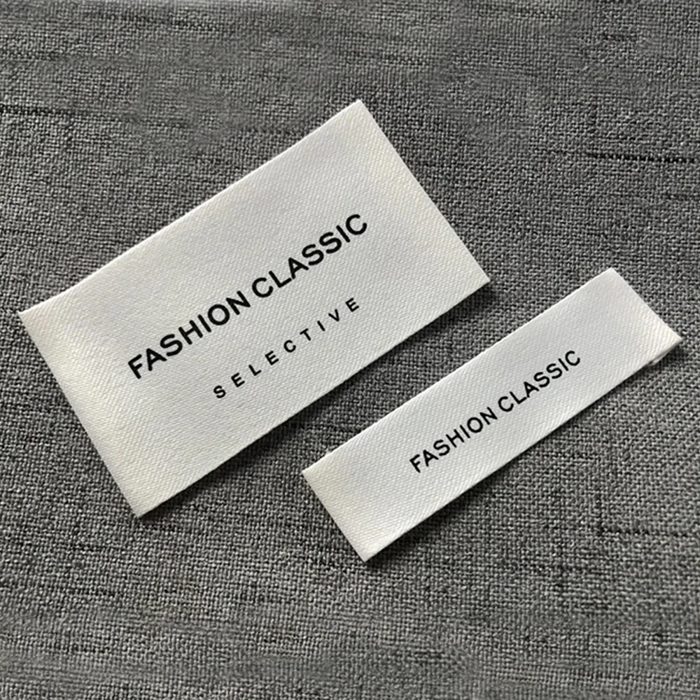 

Custom Clothing Brand Labels, Soft Woven Care Tags for Garments & Sensitive Skin, Matte Finish Apparel Fabric Printed Tags