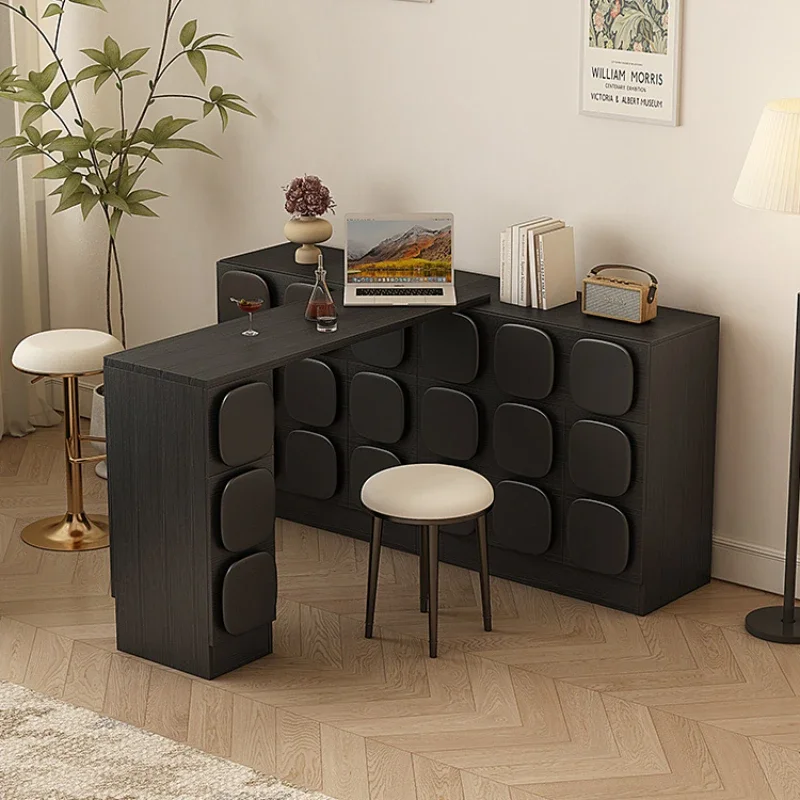 

Rotating sideboard bar integrated table retractable partition cabinet living room black locker floor