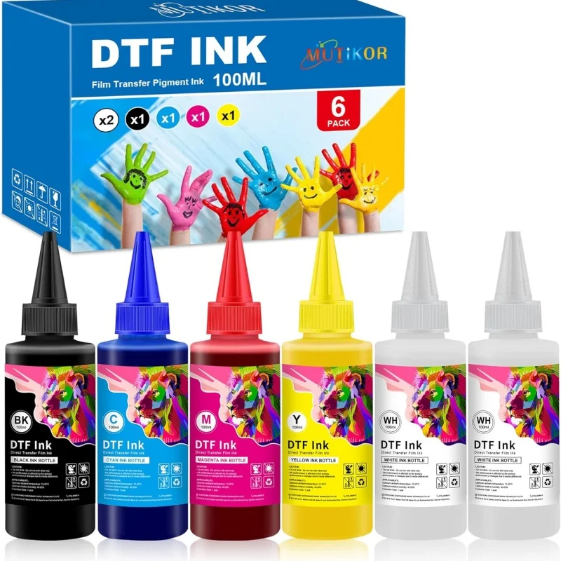 DTF Ink for ET-8550 ET-2850 L1800 R1390 I3200 XP600 XP-15000 DX5 DX7 TX800 L800 1430 P400 Heat Transfer Printing Ink Set 100ml x