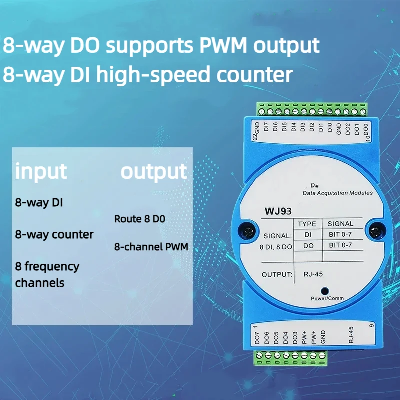 Flow Pulse 8 DI High-speed Counter Frequency to Page PWM Output Modbus TCP Module WJ93