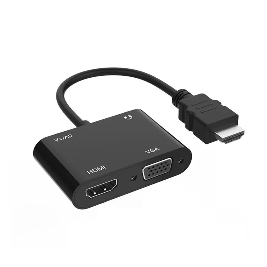 YIGETOHDE-adaptador HDMI para ordenador de sobremesa, divisor Compatible con VGA + HDMI 1080P, HDMI a VGA + HDMI, Monitor portátil, proyector HDTV