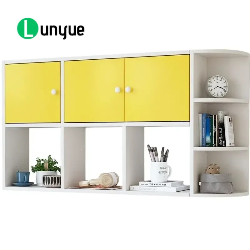 No Punching Wall Mounted Bookshelf Simple Decorative Storage Cabinet for Bedroom Study Home Organization Space Saving