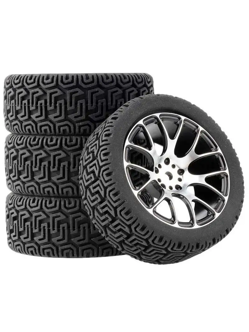 Pneus de course en métal, jante de roue en métal, pour voiture sur route RC 1/10 HSP 94123/94103/94122 D4/D3 FW06 WL144001 MJX16207, 4 pièces