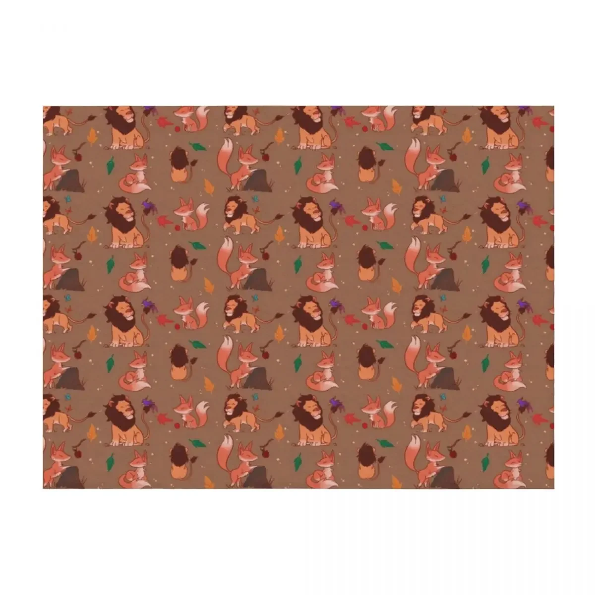 

Fox & Lion - Cyan Orange Throw Blanket Tourist Decoratives christmas decoration Plush Blankets