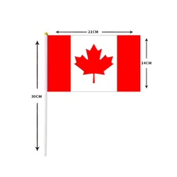 10 Pcs/lot Canada Hand Waving Flags 14x21cm Canada Flag Wholesale