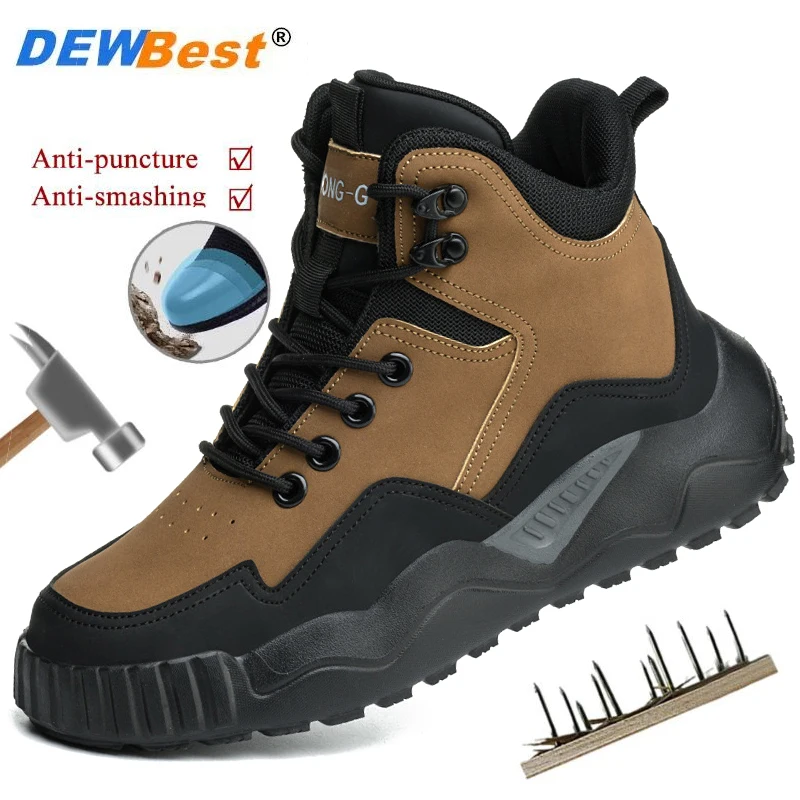 New men's lightweight breathable steel head anti-smash anti-puncture safety shoes fashion wear-resistant work shoes