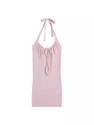 Spicy Girl Style, Sexy Hanging Neck Suspender Dress, Girlish Summer Slim Short Dress Elegant Sexy Korean Women Mini Dress G7RZ