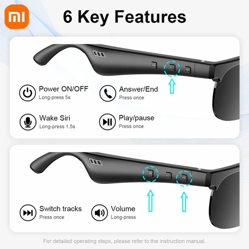 Xiaomi 6K AI Smart Brille Multifunktionale Kamera Bluetooth Anruf Sprachassistent Musik Player Übersetzen Photochrome HD Brille