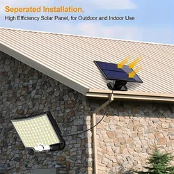 106LED Solar Light Outdoor Waterproof with Motion Sensor Floodlight Remote Control 3 Modes for Patio Garage Backyard