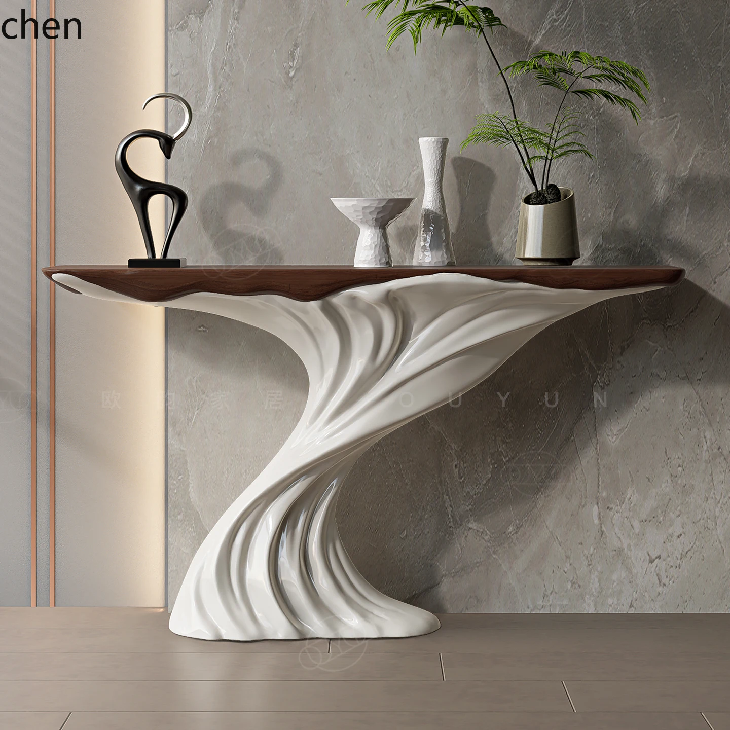

LXC entrance table, facing the door against the wall, light luxury, high-end art hotel entrance