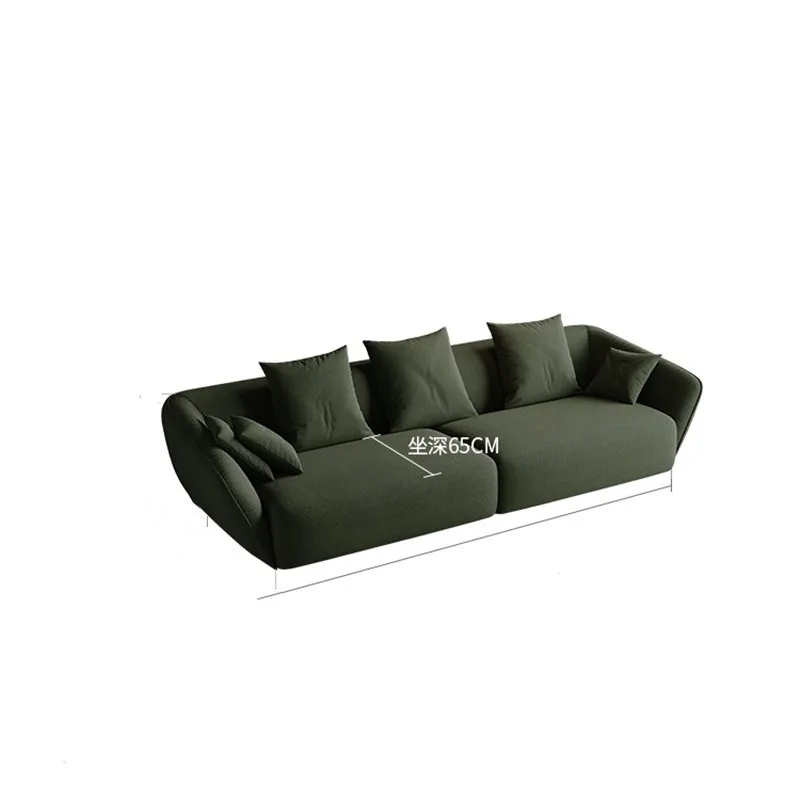 

Italian leave-in technology cloth, Nordic living room villa model room straight row three dark green latex sofa