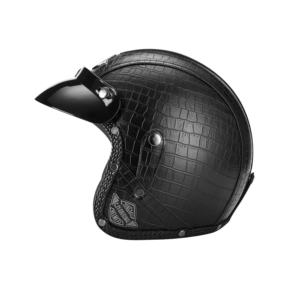 DOT ECE Approved modular Motorcycle Half Helmet Leather Vintage Helmet Casco Moto Motorcycle Open Face Helmet Biker Pilot Unisex