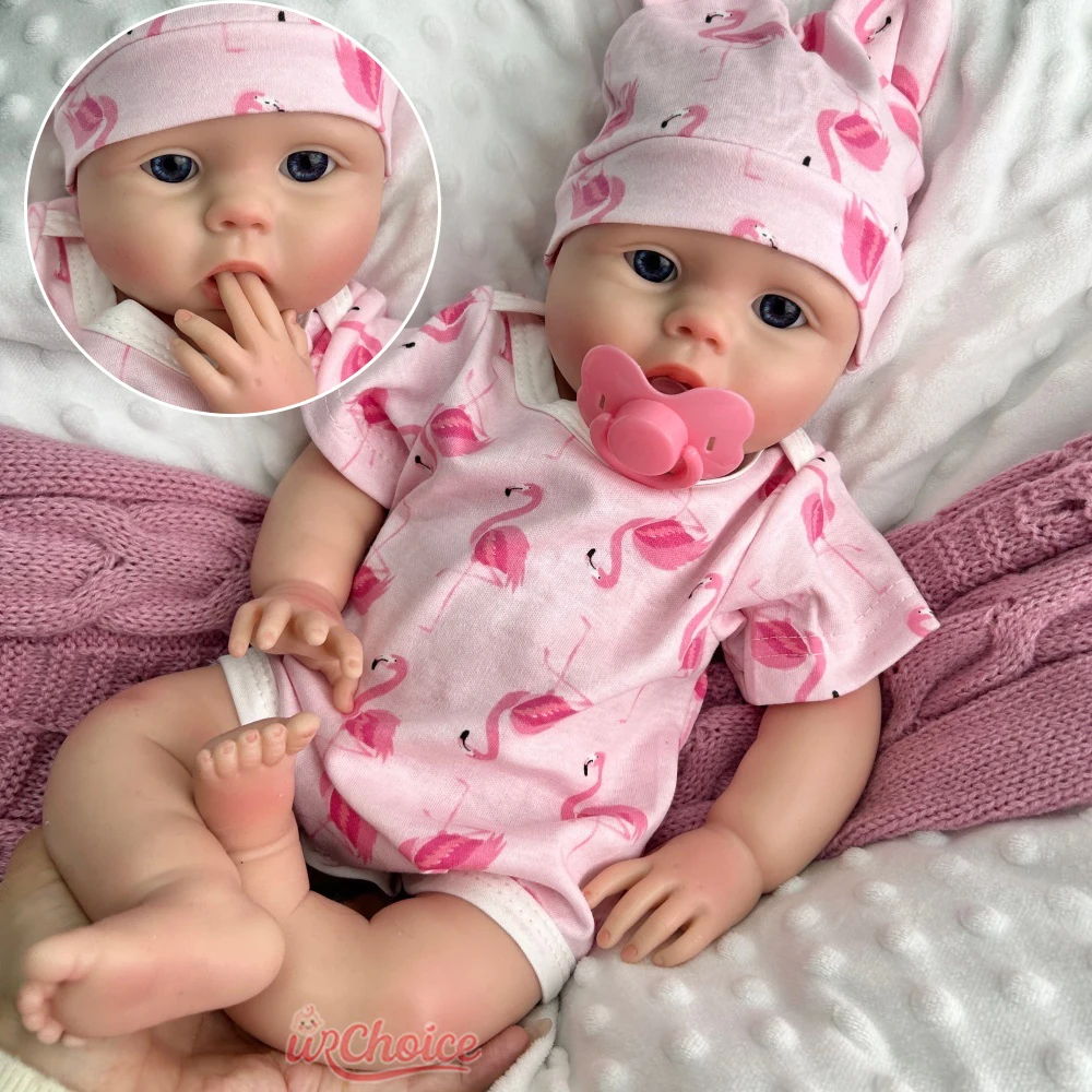 

45 см пухлая маленькая девочка, мягкая силиконовая кукла реборн всего тела, реалистичная утяжеленная детская игрушка с открытым ртом для фотографии, детская игрушка