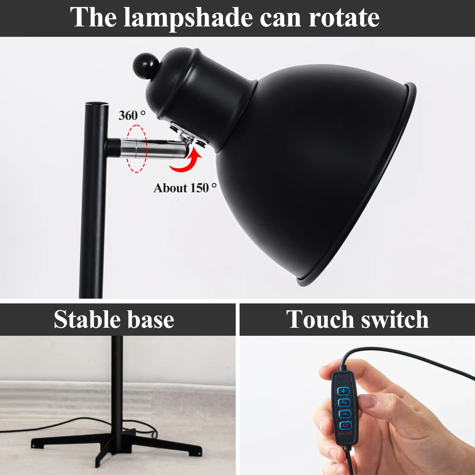 Simple Modern Floor Lamp Living Room Study LED Vertical Floor Light Home Decoration Lighting Lamp with Adjustable Lampshade