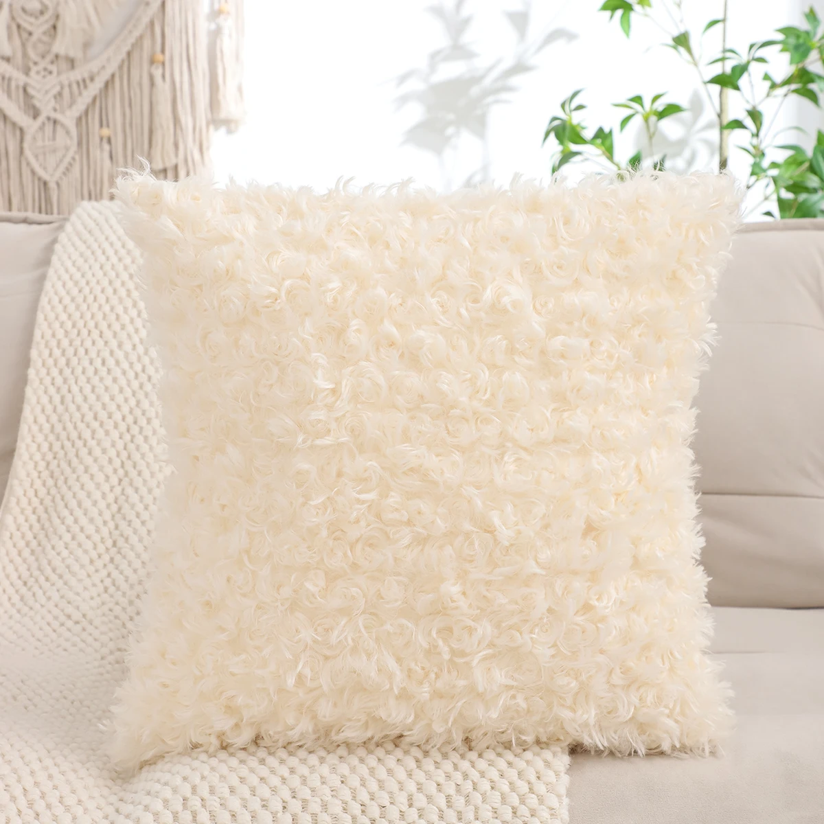 1 PC Wool Imitation Plush Throw Pillow Cover Living Room Decoration