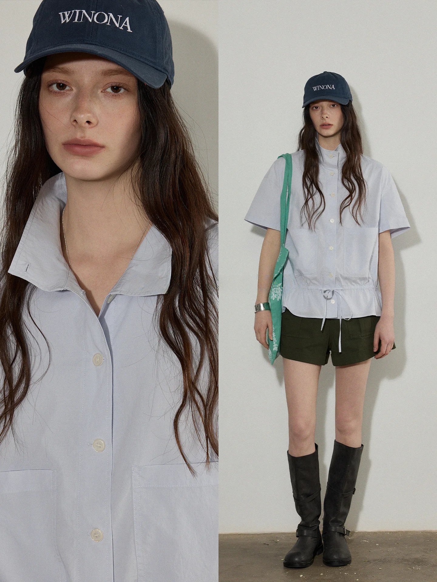 

Рубашка Lofi Choose свободного кроя с коротким рукавом, синяя, в островном стиле, женская, деловая повседневная, из смесового хлопка, летняя