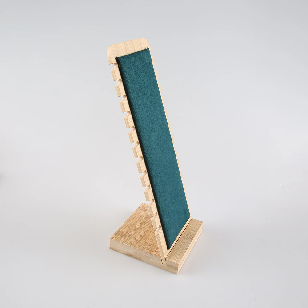 الخيزران الخشب مجوهرات عرض موقف مستطيل انفصال KD ضربة أسفل قلادة خشبية تظهر الرف مجوهرات حامل مُنظِم الرف #4