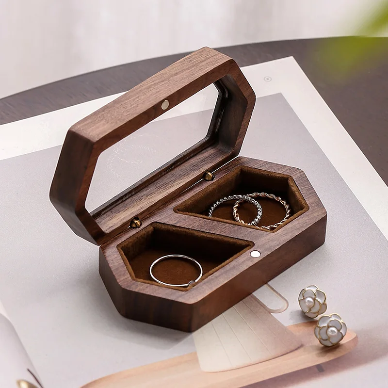 

Vintage solid wood exquisite mini jewelry box, portable ring, earring, jewelry necklace, bracelet storage box