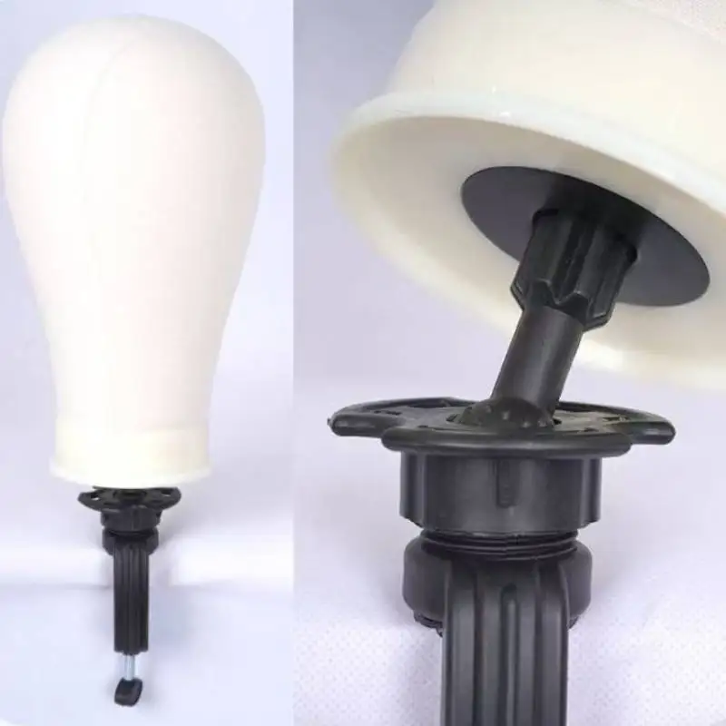 Canvas Mannequin Head with C-Clamp Table Stand Dummy Head for Wig Making Ventilating Styling Wig Holder for Salon Home DIY