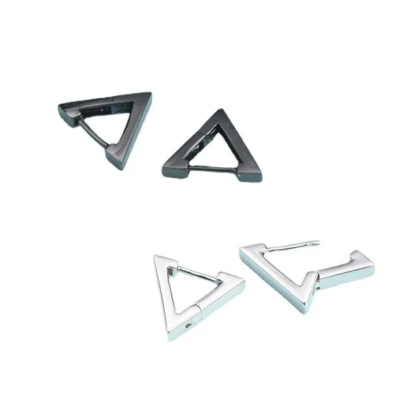 Fashionable S925 Sterling Silver Triangular Earrings Trendy Jewelry for Both Men and Women Ideal for Daily Wear and Gift Giving