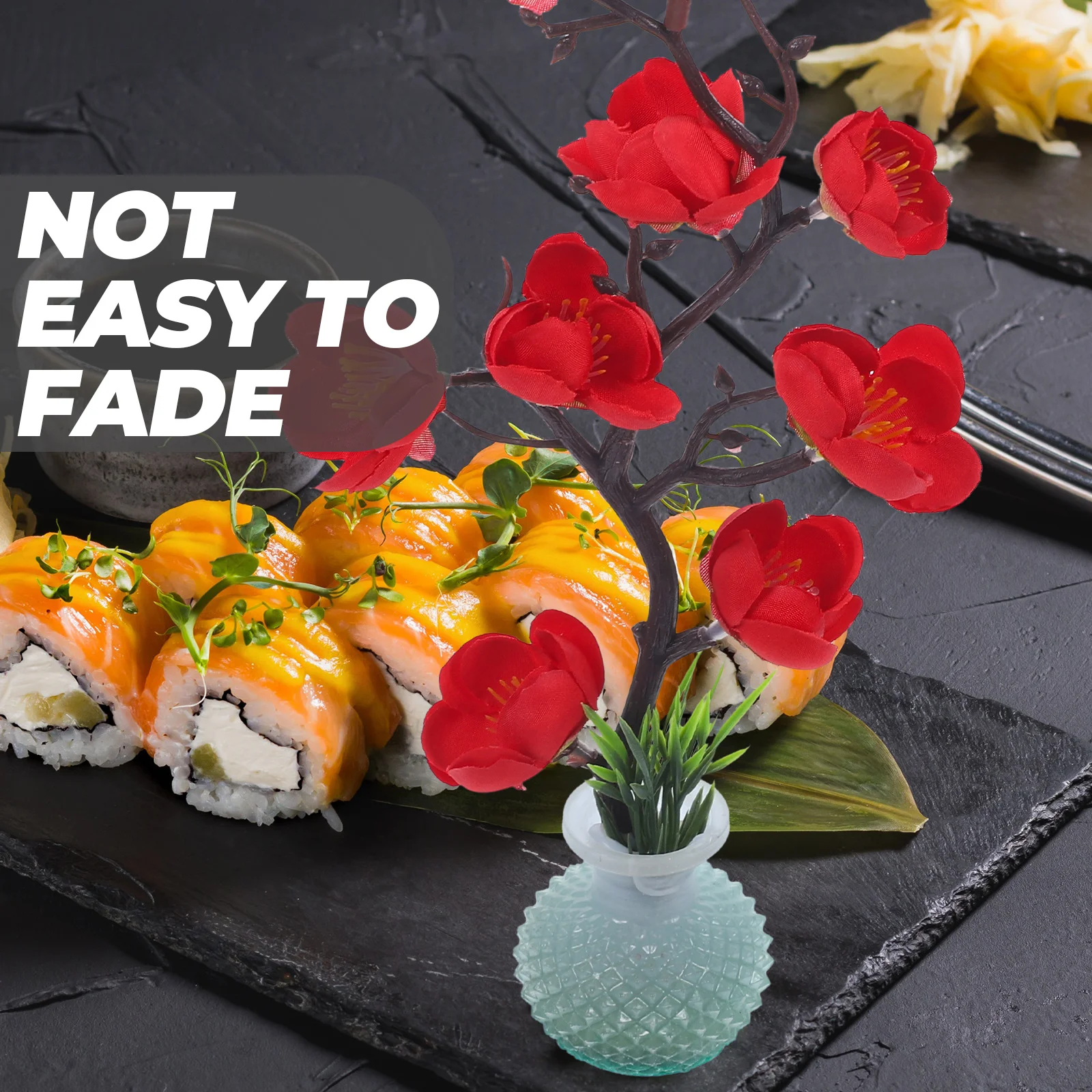 

Plum Blossom Plate Decoration Artificial Flower for Sushi Sashimi Decorations WhiteFlowerTool Kitchen Bar Supplies Sushi Platter