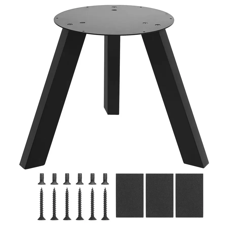 16 inch Round Plate Table Base Legs, Coffee Table Legs, Bench Metal Legs, Mid Century Home DIY Projects Black Furniture Legs16H