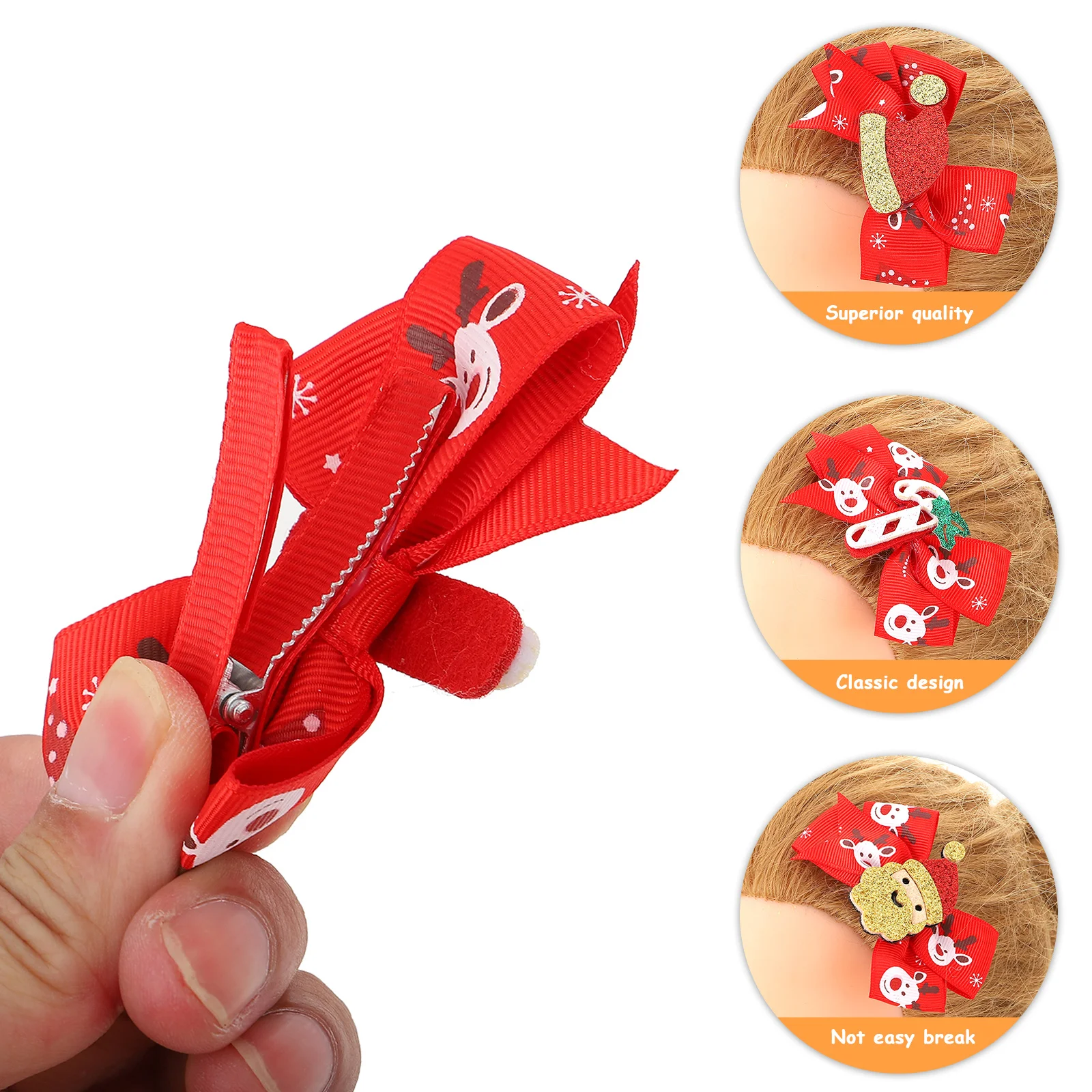 

12pcs Christmas Bows Ribbon Hair Barrettes Festive Bow Clips For Girls Women Party Matching Curly Braiding Straight Hair