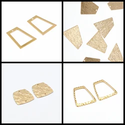 Gehamerd messing bedels, trapezium connector, bevindingen accessoires voor diy oorbellen ketting armband DIY maken, sieraden benodigdheden