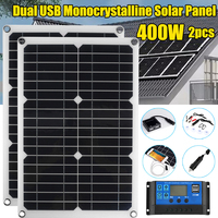 200W 400W Solar Panel 18V Monocrystalline Solar Cell +10A-100A Controller USB Solar Charger Outdood Power Bank for Phone Camping